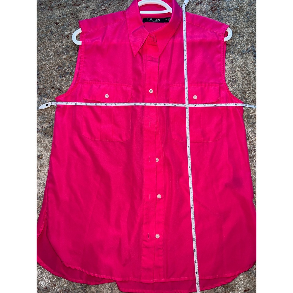 Lauren Ralph Lauren Pink Sleeveless Button Down Shirt, blouse Size 10 Breezy - Picture 5 of 5
